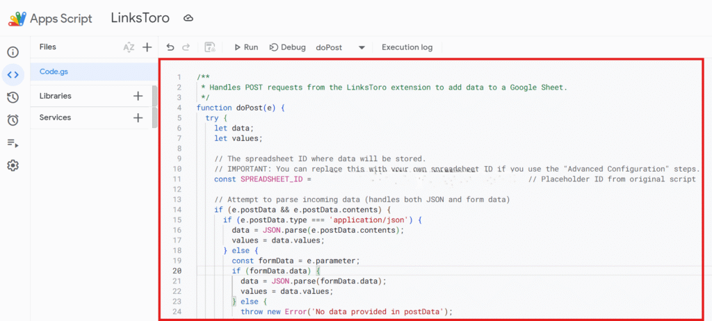 Google Apps Script code